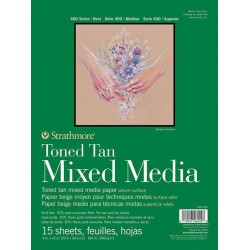 كراسة رسم A5 ستراثمور مكس ميديا توند تان 15.2X20.3 سم 300 جرام مصمغ 15 ورقة لون تان (6 *8 انش )